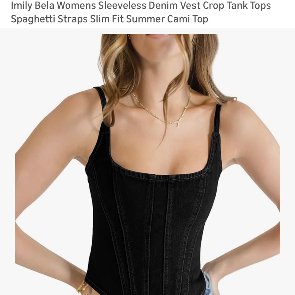 Women's Black Denim Cami Top